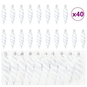 vidaXL Jule Spiral Formet Kugle 40 stk. Hvid 3 x 11 cm Plastik