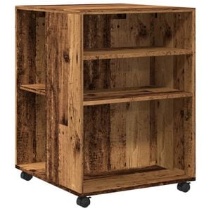 vidaXL sidebord med hjul 55x60x78 cm konstrueret tr&aelig; gammelt tr&aelig;look