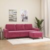 vidaXL 3-personers sofa med fodskammel 180 cm velour vinrød