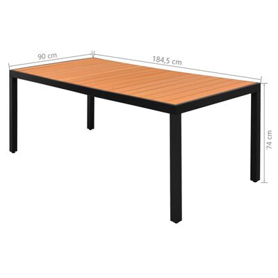 vidaXL spisebordssæt til haven 9 dele polyrattan sort og brun