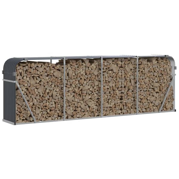 vidaXL brændestativ 300x45x100 cm galvaniseret stål antracitgrå