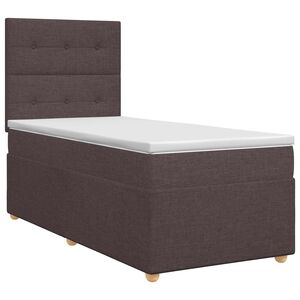 vidaXL Boxmadras med topmadras M&oslash;rk Brun 90 x 200 cm Stof