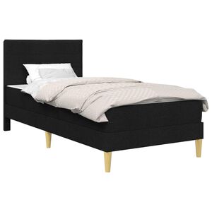 vidaXL Sengeramme med madras med hovedg&aelig;rde Sort 90 x 190 cm Stof