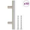 vidaXL skabsh&aring;ndtag 10 stk. hulafstand 64 mm samlet l&aelig;ngde 100 mm rustfrit st&aring;l s&oslash;lvfarvet