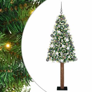 vidaXL Slankt Juletr&aelig; med stativ Gr&oslash;n 180 cm PVC og Massiv Fyrretr&aelig;