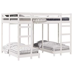 vidaXL Trippel k&oslash;jesengramme Hvid 140 x 200 cm Massiv fyrretr&aelig;