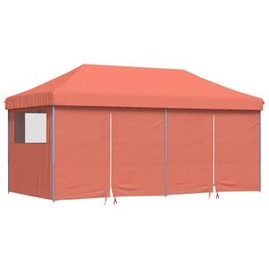 vidaXL foldbart pop-up festtelt med 4 sidev&aelig;gge terracotta