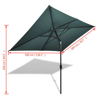 vidaXL rektangulær parasol 200 x 300 cm grøn