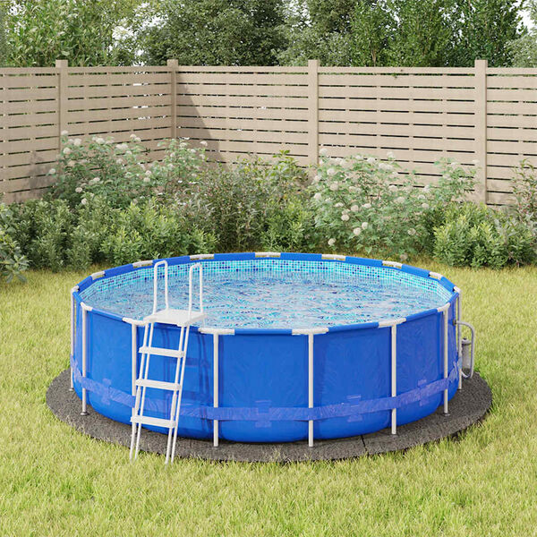 vidaXL poolunderlag &Oslash;366 cm polyester-geotekstil lysegr&aring;
