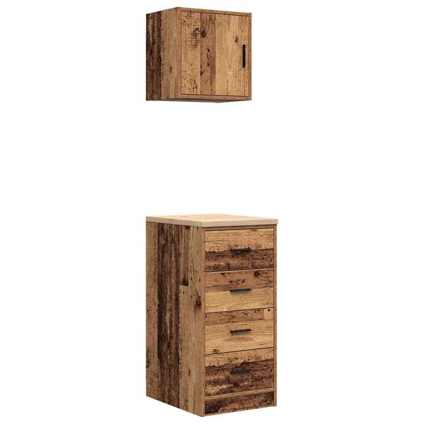 vidaXL skabe til garagen 2 stk. konstrueret tr&aelig; antikt tr&aelig;