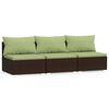 vidaXL 3-personers sofa med hynder polyrattan brun