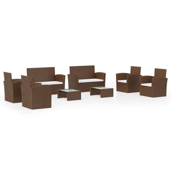 vidaXL lounges&aelig;t til haven 8 dele med hynder polyrattan brun