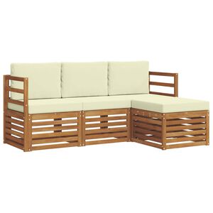 vidaXL Udend&oslash;rs sofagruppe med pude 4 pcs Naturlig og Fl&oslash;de