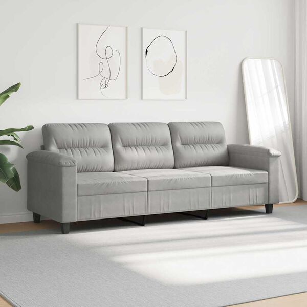 vidaXL 3-personers sofa 180 cm mikrofiberstof lysegr&aring;