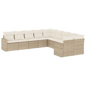 vidaXL sofas&aelig;t til haven 10 dele med hynder polyrattan beige