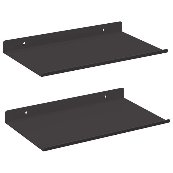vidaXL Sv&aelig;vende hylde V&aelig;gmonteret 2 pcs Sort 30 x 17,5 x 2,5 cm St&aring;l
