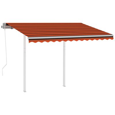 vidaXL markise med stolper 3x2,5 m automatisk orange og brun