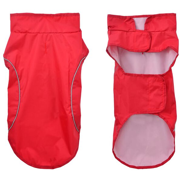 vidaXL Hunderegnfrakke med refleksstriber polyester S r&oslash;d