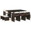 vidaXL spisebordss&aelig;t til haven 11 dele med hynder polyrattan brun