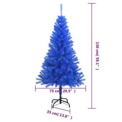 vidaXL kunstigt juletræ med juletræsfod 150 cm PVC blå