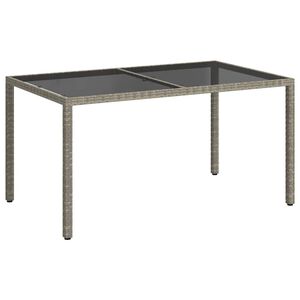 vidaXL havebord 150x90x75 cm h&aelig;rdet glas og polyrattan gr&aring;
