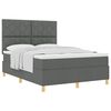 vidaXL Box spring seng med madras M&oslash;rkegr&aring; 160 x 200 cm Stof