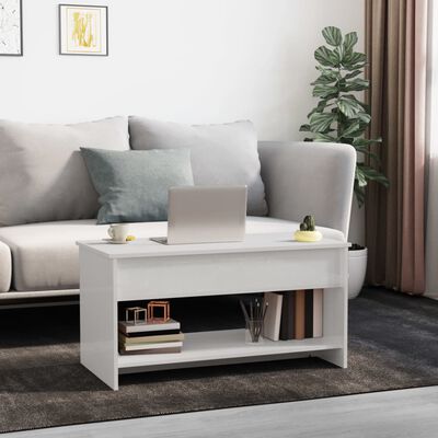 vidaXL sofabord 102x50x52,5 konstrueret træ hvid højglans