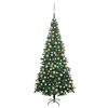 vidaXL kunstigt juletr&aelig; med lys og kugles&aelig;t 240 cm gr&oslash;n