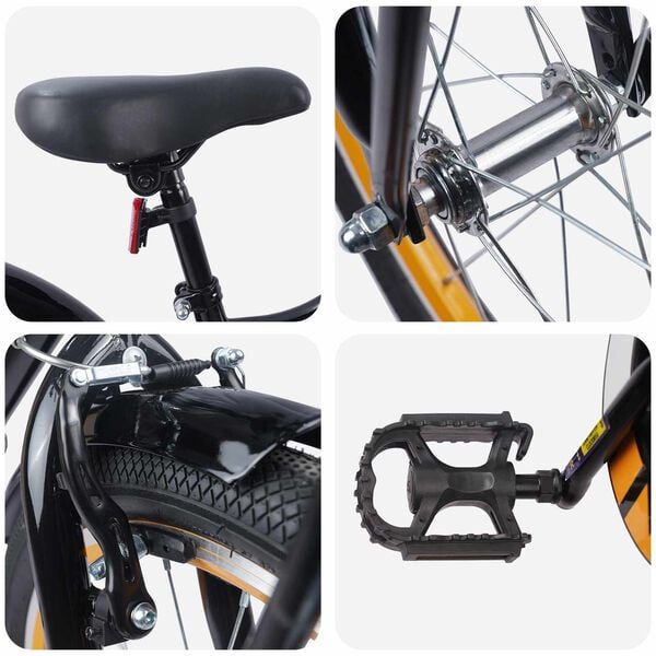 vidaXL B&oslash;rnecykel 18 tommer til 5-7 &aring;r gammel Orange Sort