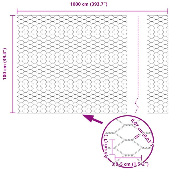 vidaXL Hexagon Hegn Grøn 1 x 10 m Stål