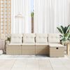 vidaXL Havesofa S&aelig;t med pude med opbevaring 5 pcs Beige Poly rattan