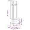 vidaXL Gangskab med hylde FLORO Hvid 50 x 40 x 158 cm Massivt fyrretr&aelig;