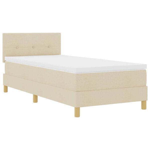 vidaXL LED Box Spring Bed med madras med LED Creme 100 x 200 cm Stof