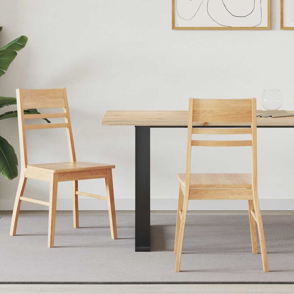 vidaXL Spisestole 2 pcs Naturfarvet 43 x 54 x 89 cm Massiv Gummitr&aelig;