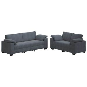 vidaXL 2-delt sofas&aelig;t med hynder m&oslash;rkegr&aring; fl&oslash;jl