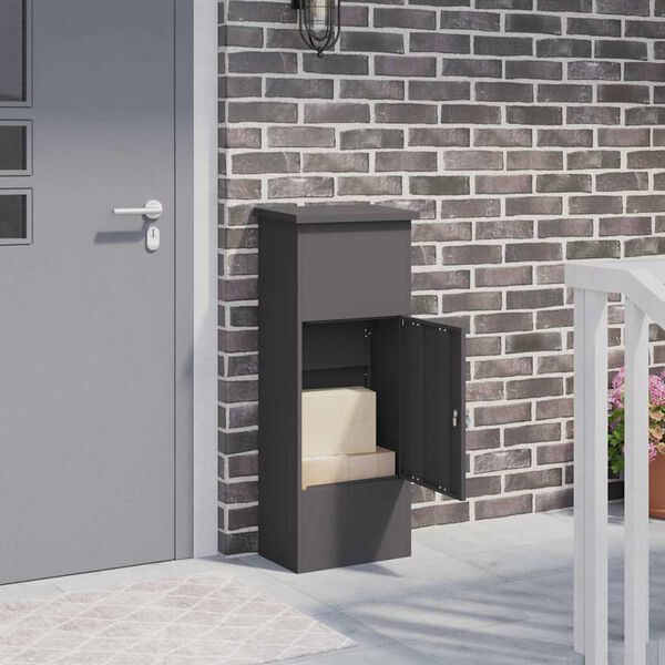 vidaXL Pakke drop boks med opbevaring Sort 44,5 x 29 x 110,5 cm St&aring;l