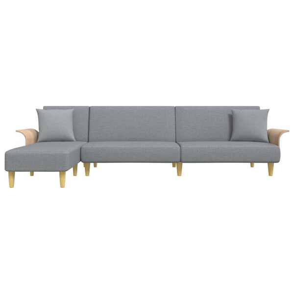 vidaXL L-formet sovesofa 279x140x70 cm velour lysegrå