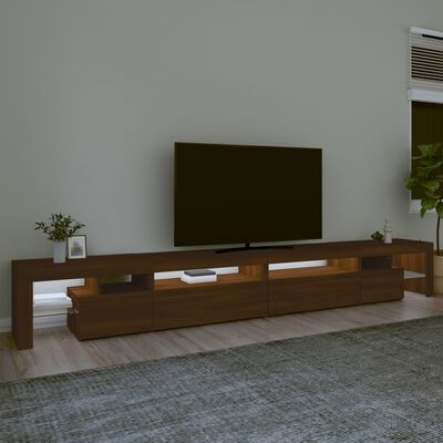 vidaXL tv-bord med LED-lys 290x36,5x40 cm brun egetræsfarve