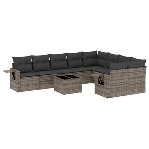 vidaXL sofas&aelig;t til haven 10 dele med hynder polyrattan gr&aring;