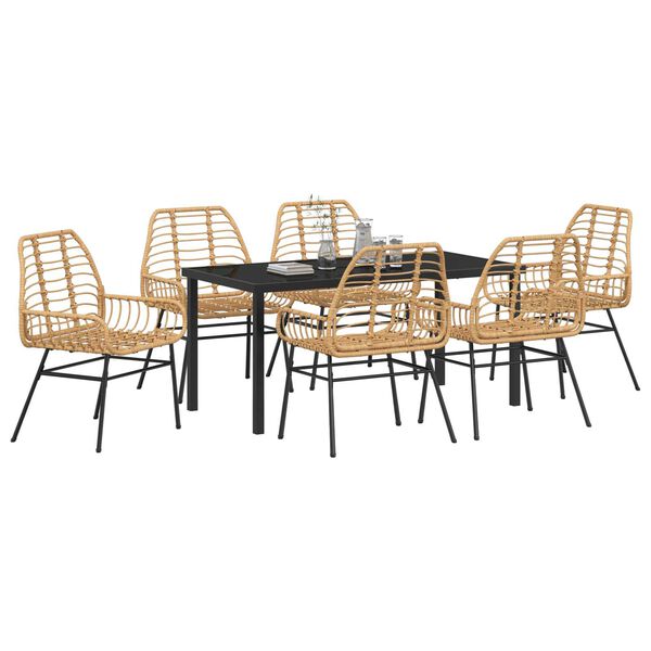 vidaXL Have Spisebordssæt 7 pcs Brun polyrattan