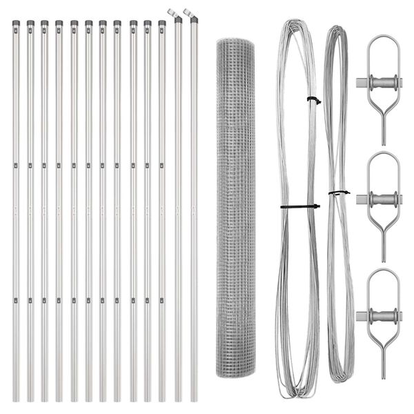 vidaXL Hegnsp&aelig;l S&oslash;lv 25 x 1 m (19 x 19 mm mesh) St&aring;l
