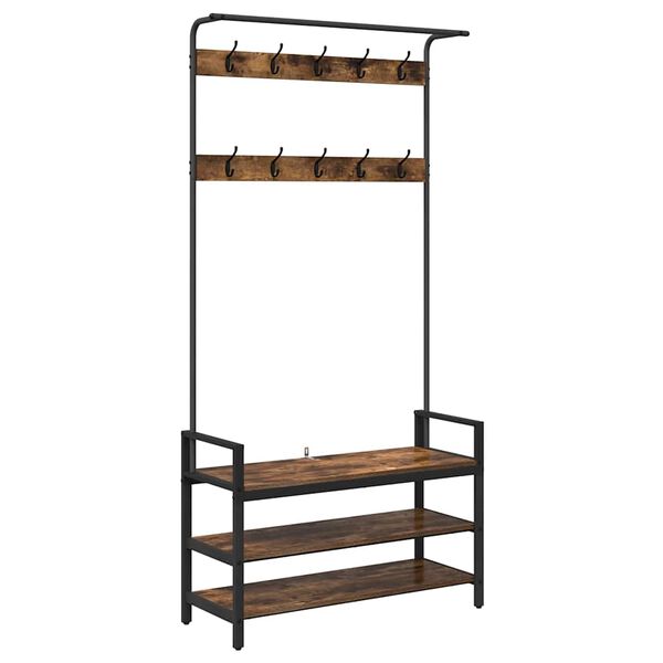 vidaXL Jakkeholder med hylde R&oslash;get eg 95 x 34 x 184 cm Konstrueret tr&aelig;