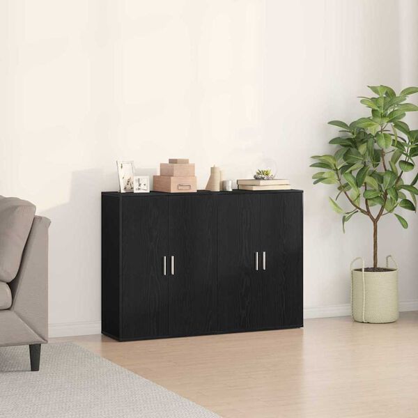 vidaXL Sideboard 2 pcs Sort eg 60 x 31 x 84 cm Konstrueret træ