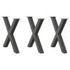 vidaXL spisebordsben X-formet 3 stk. antracit 80x(72-73) cm st&aring;l
