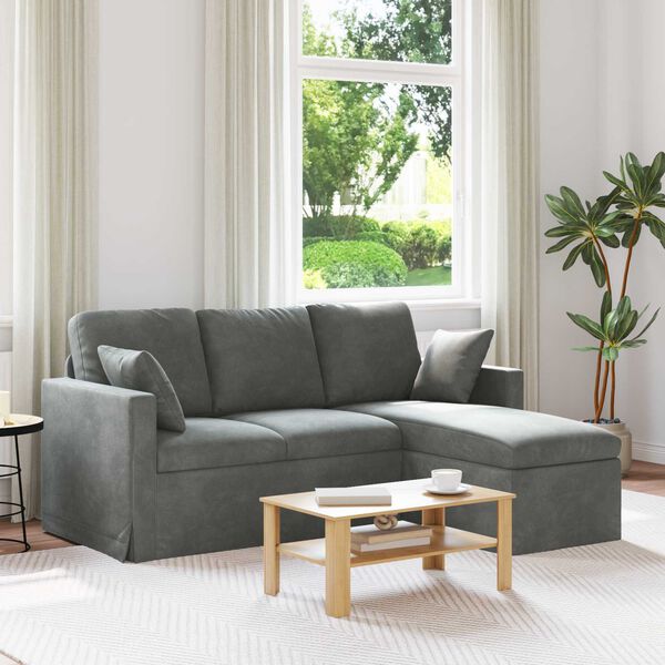vidaXL Sofa M&oslash;rkegr&aring; 198 x 134 x 80 cm Fl&oslash;jl