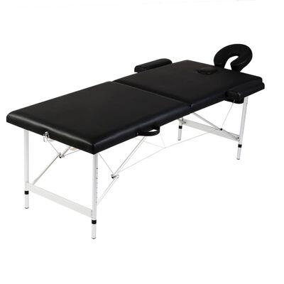vidaXL sammenfoldeligt massagebord med aluminiumsstel 2 zoner sort