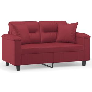 vidaXL 2-personers sofa med pyntepuder 120 cm kunstl&aelig;der vinr&oslash;d