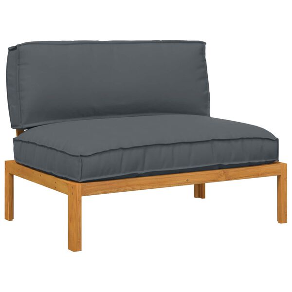 vidaXL Sofa S&aelig;t med pude Antracit 120 x 92 x 69 cm Massivt Akacietr&aelig;