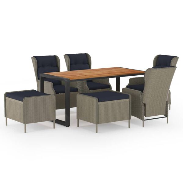 vidaXL spisebordss&aelig;t til haven 7 dele brun