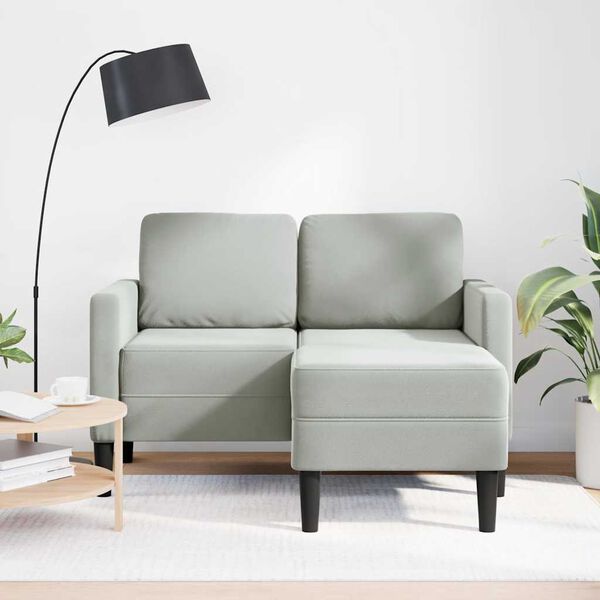 vidaXL 2-personers sofa med chaiselong L-formet 125 cm fløjl lysegrå